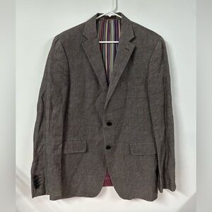 Mens ETRO Milano Blazer Sport Coat Suit Jacket Linen Grey Size 52IT/42US